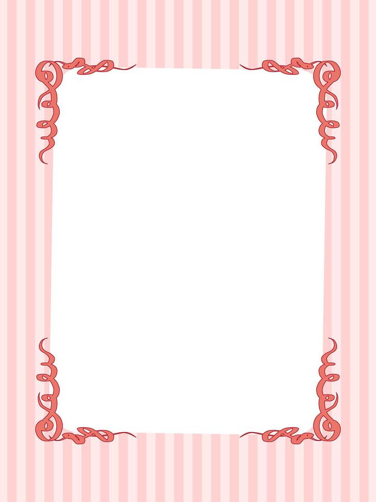 Vintage Bow Ribbon Frame Lace Art. Mediterranean Amalfi Style Art. Empty Wedding Card Invitation Page. Italy or Greece Romantic Elegant Line Design. Aesthetic Timeless Minimalist Retro Border. vector