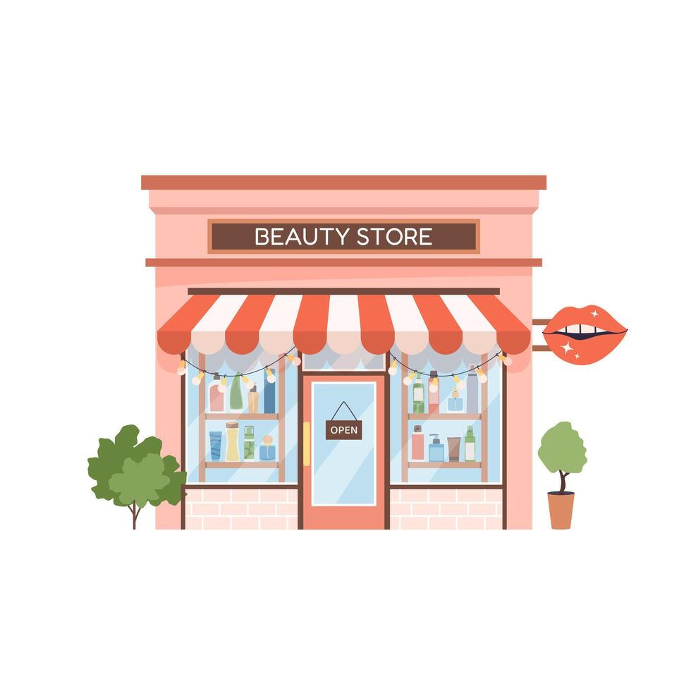 Beauty store illustration with open sign vector