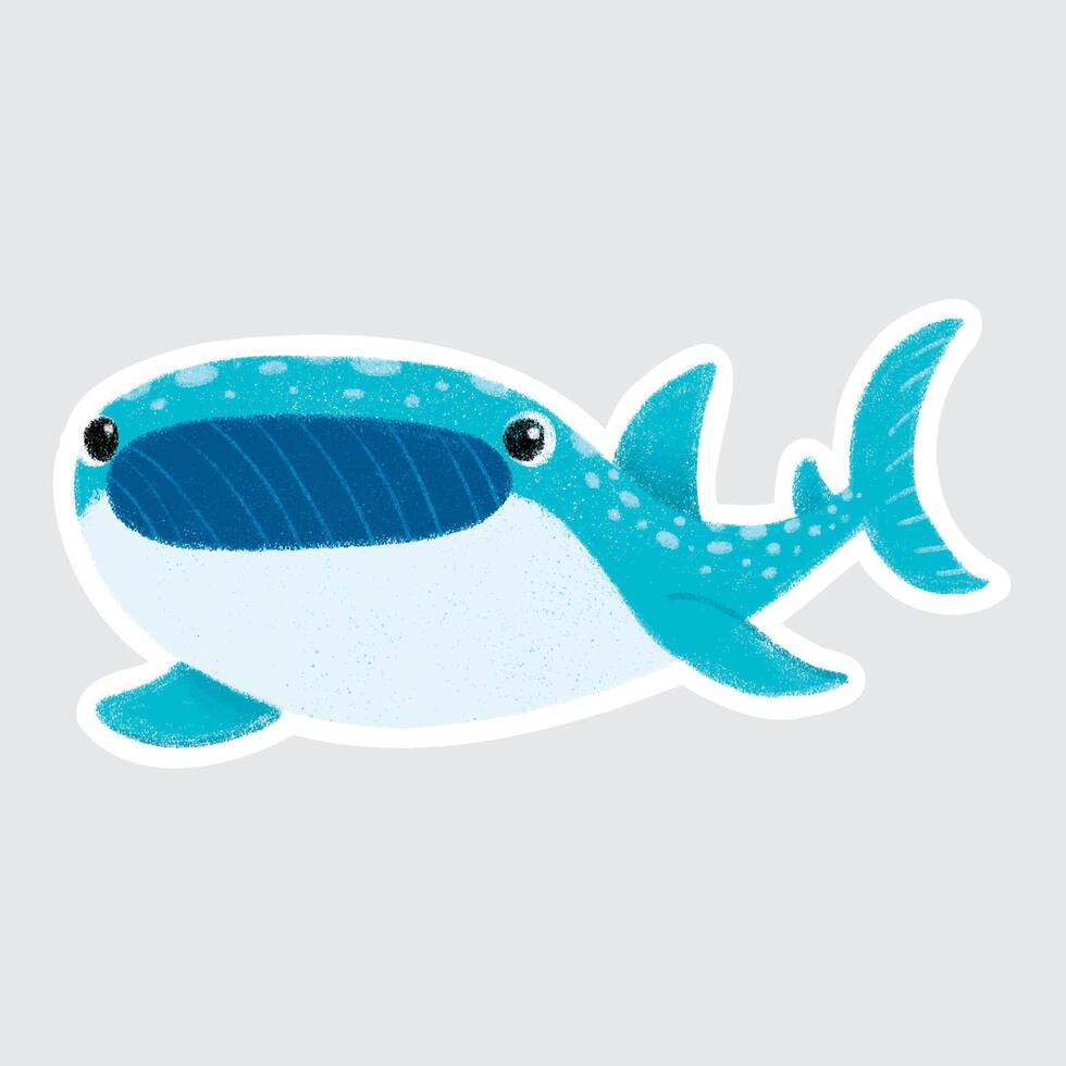 Cartoon whale character illustration vector