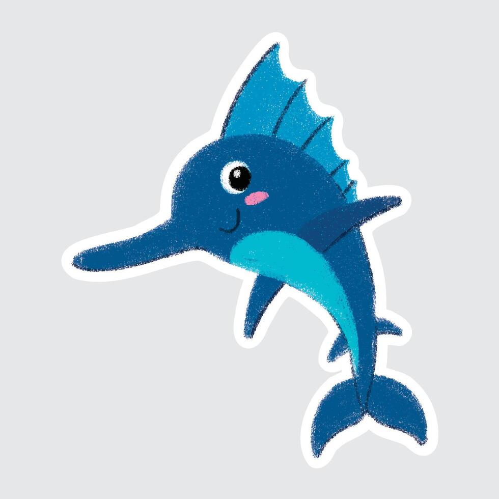 Cartoon swordfish illustration for children vector