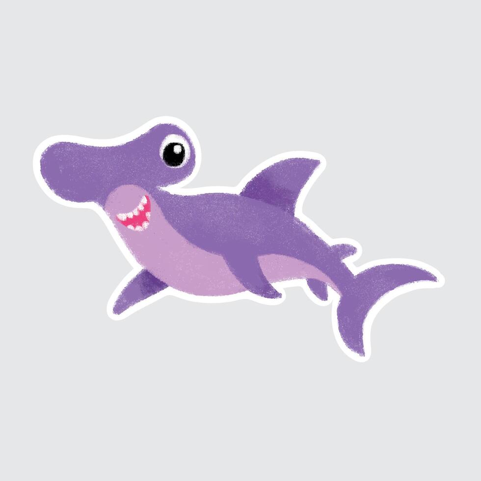 Purple hammerhead shark illustration vector