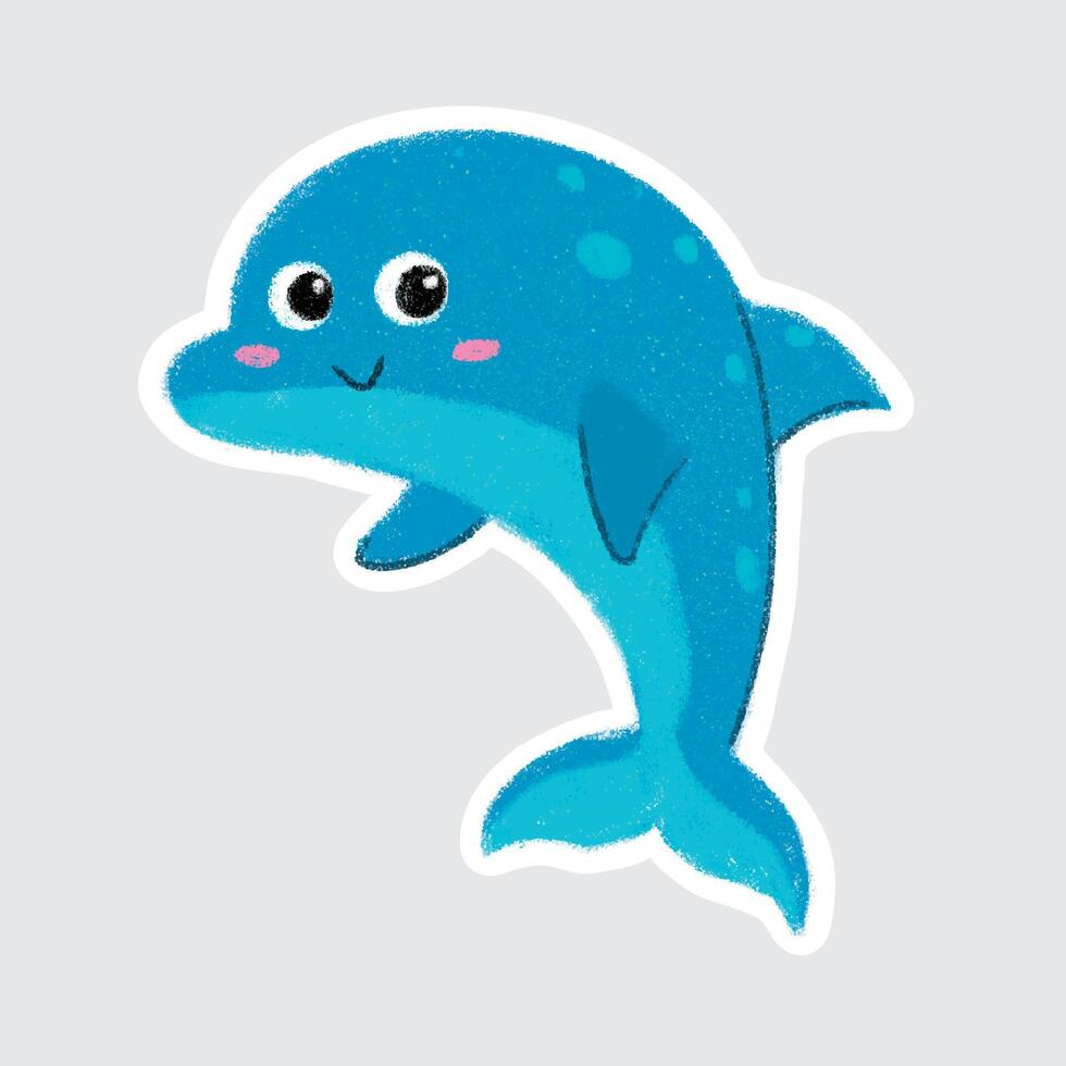 Cute cartoon dolphin illustration vector