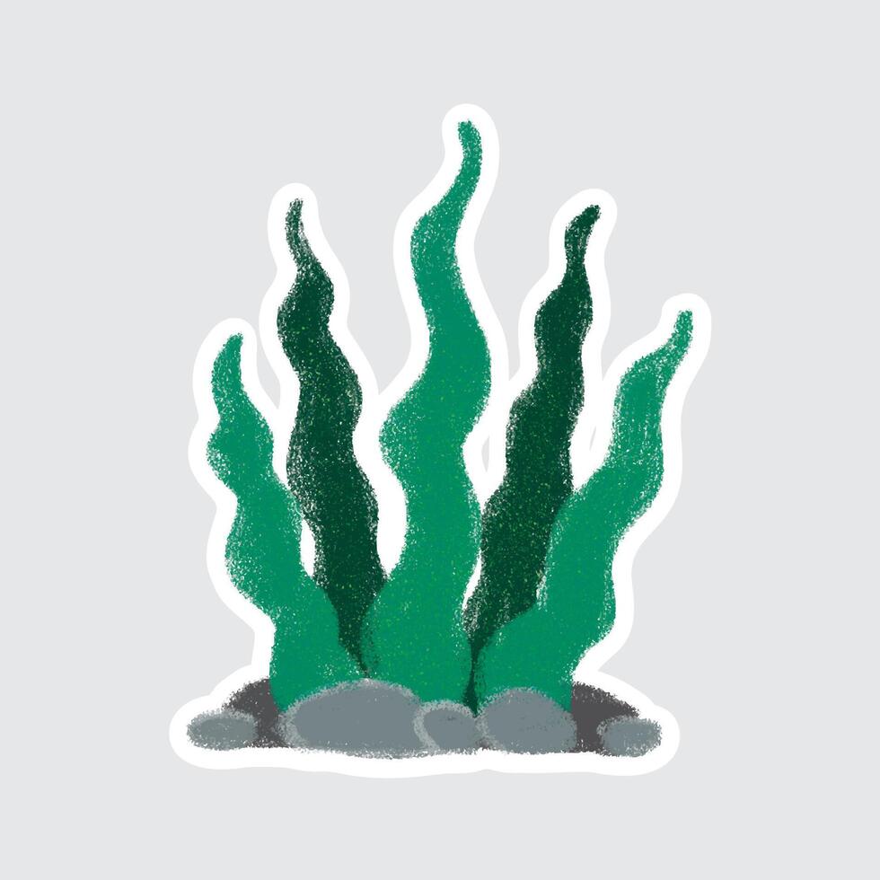 Seaweed Cute sea animals in crayon style for stickers, icons, logos, etc. vector
