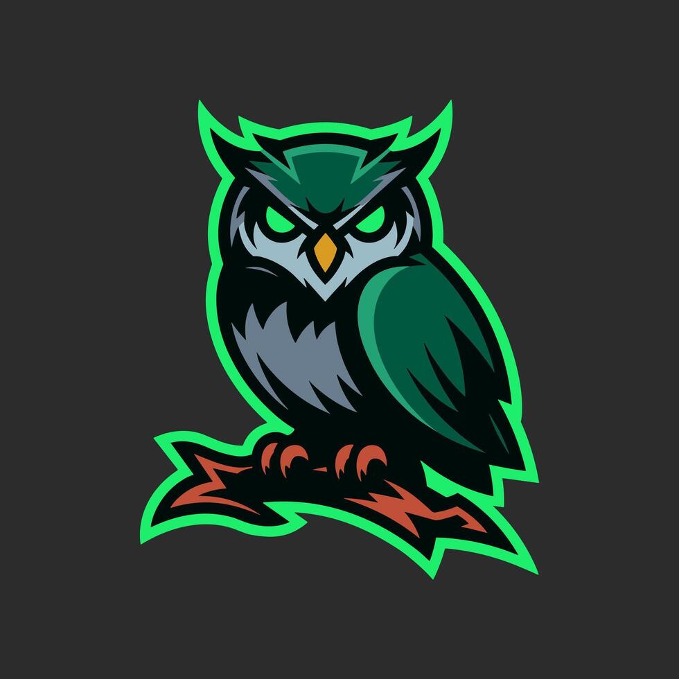 Green owl logo illustration vector
