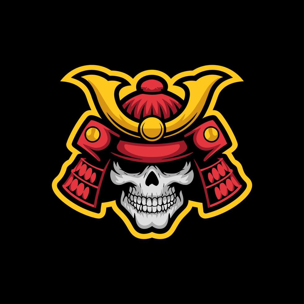 Samurai skull logo design vector