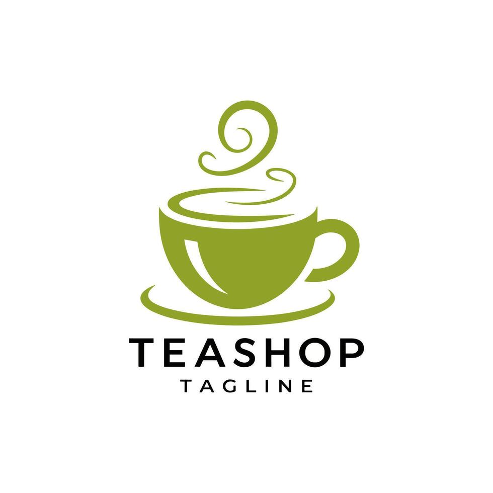 Abstract Logo of a Steaming Green Teacup for a Teashop vector