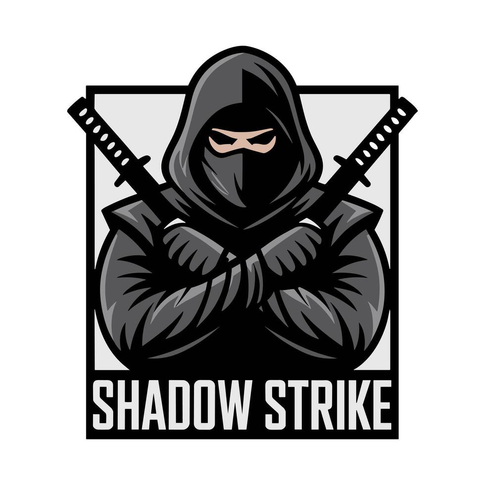 Ninja logo with crossed swords vector