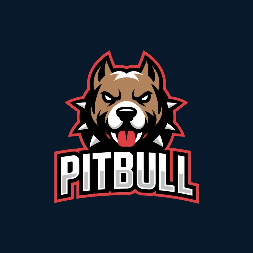 Aggressive Pitbull Mascot Logo with Spiked Collar and Bold Lettering vector