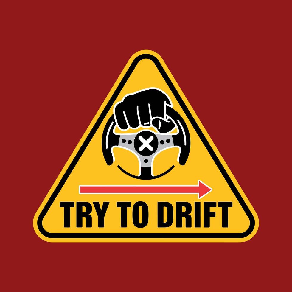 Warning Sign for Drifting with a Fisted Hand on a Steering Wheel vector
