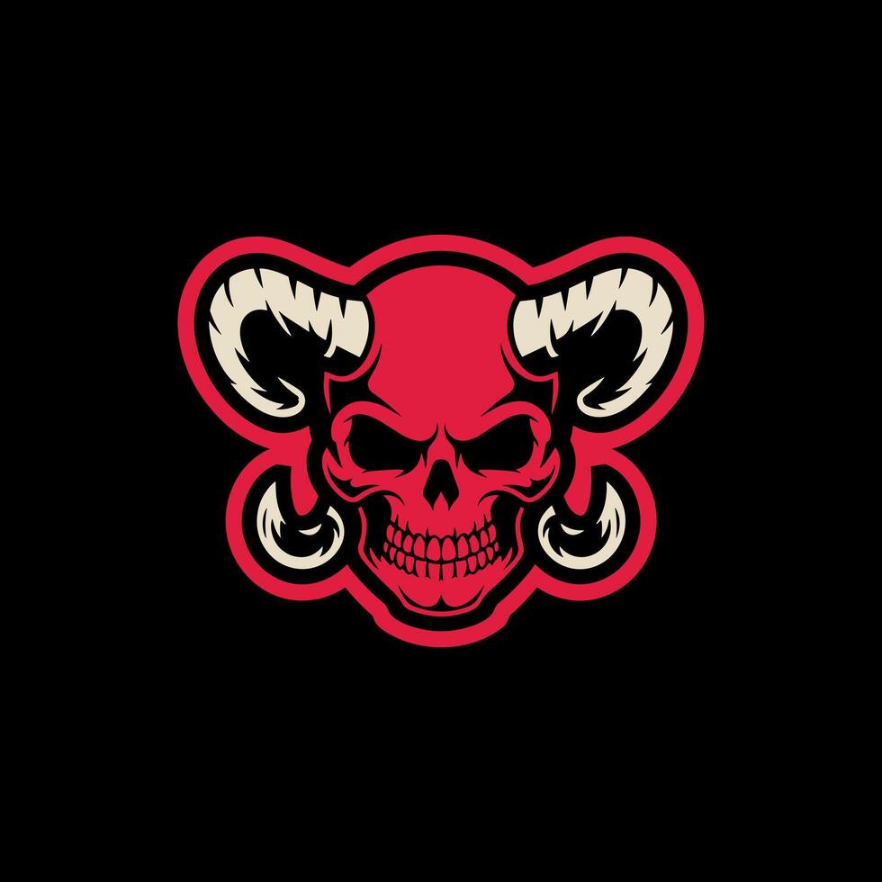 Red skull graphic with horns vector