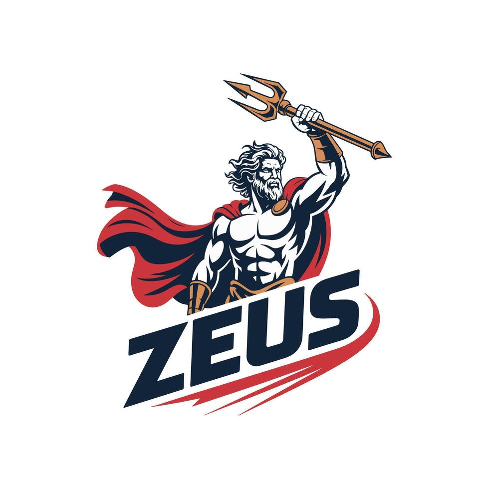 Zeus holding a trident with cape vector
