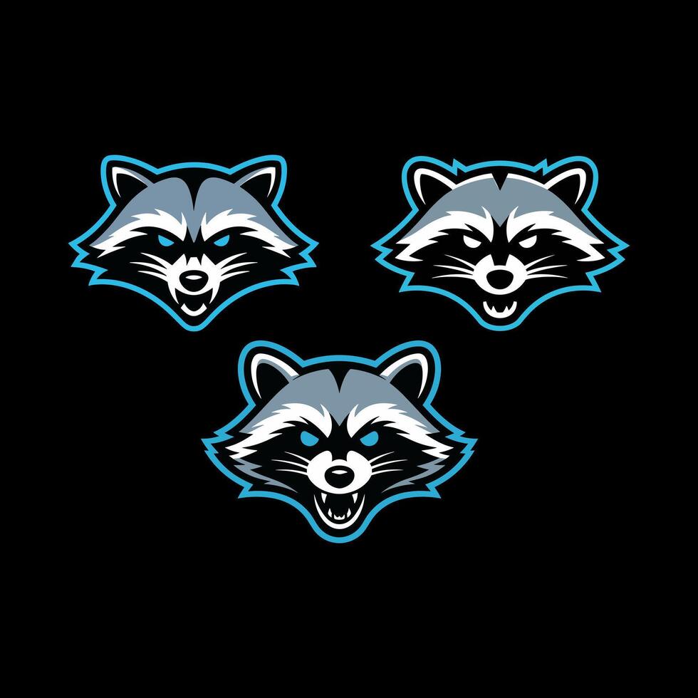 Stylish raccoon logos in different styles vector