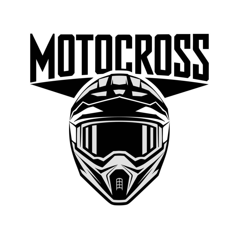 Monochromatic Motocross Helmet with Goggles and Bold Text - Off-Road Racing Graphic vector