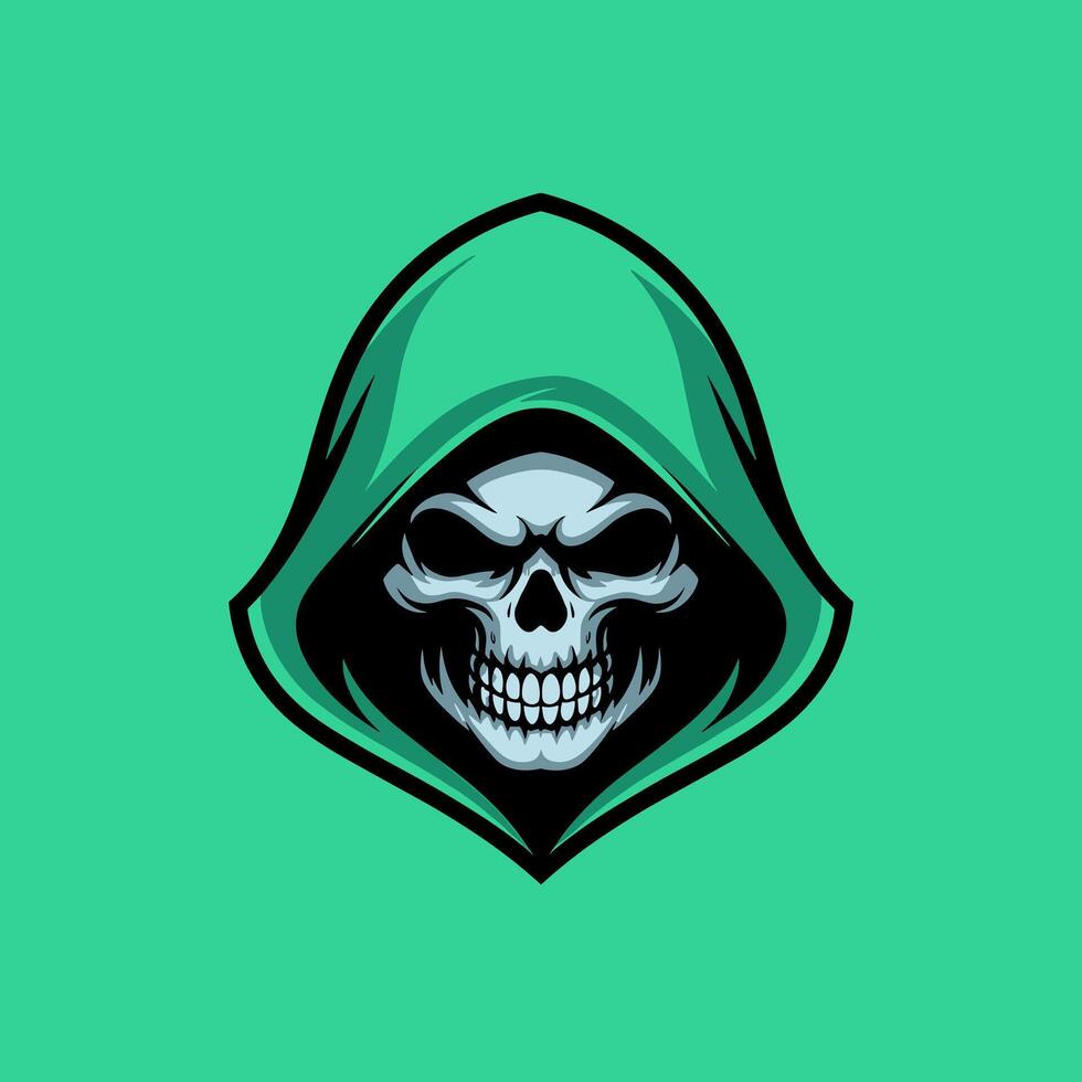 Skull logo with green hood vector