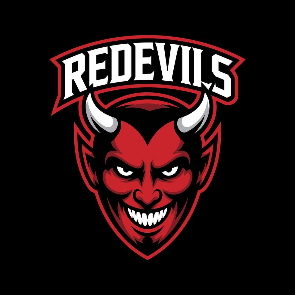 RedeVils logo design with devil character vector