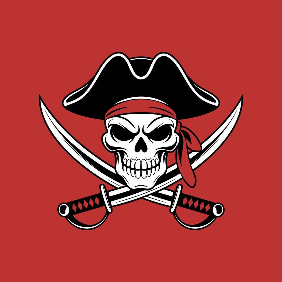 Pirate skull with crossed swords vector