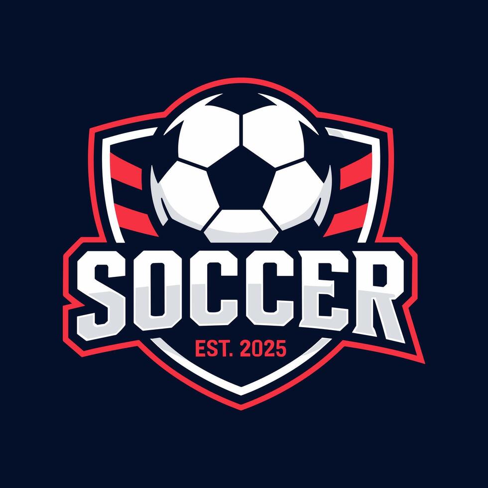 Modern Soccer Club Emblem Established 2025 with Ball and Shield Design vector