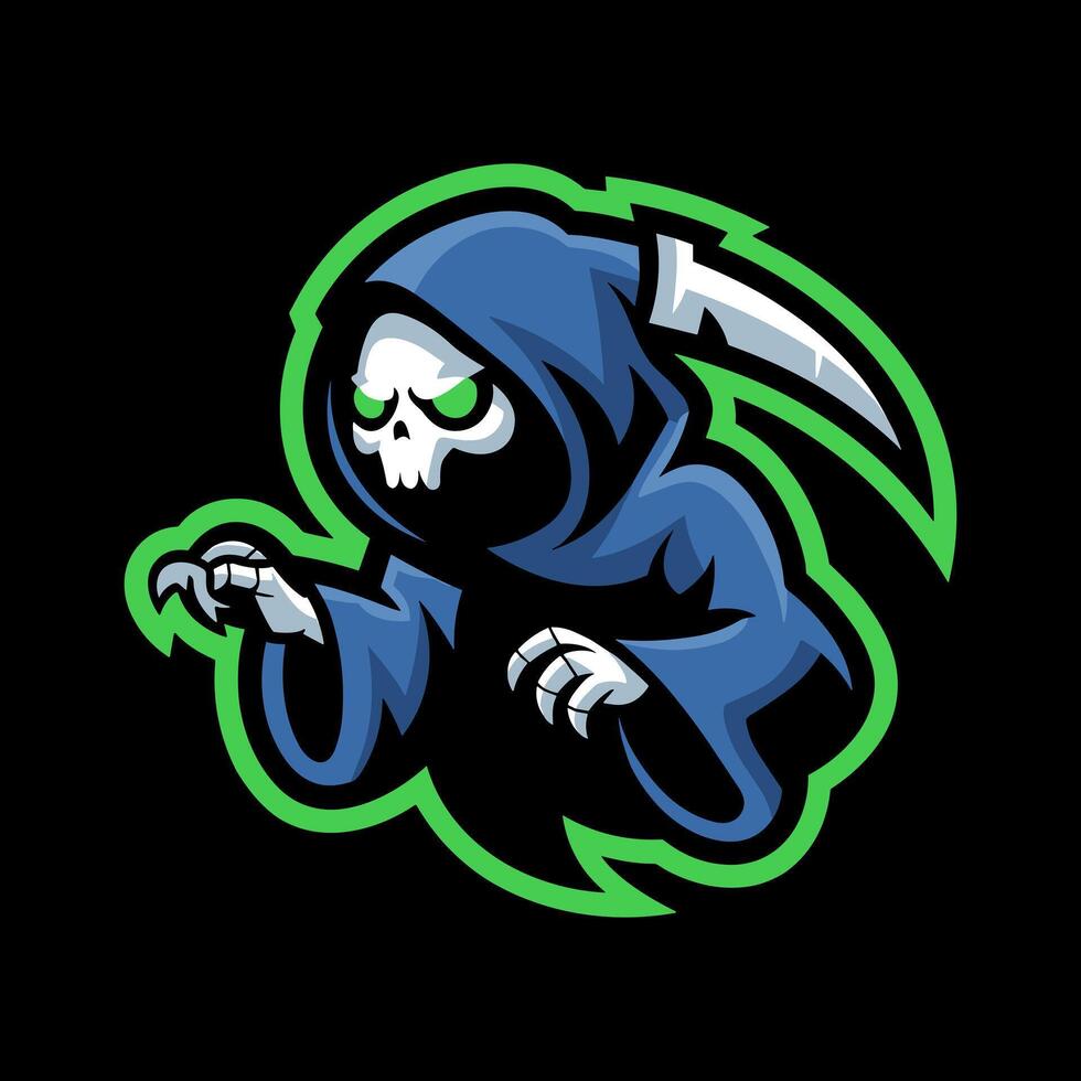 A Sinister Green Skull Mascot Logo with Glowing Yellow Eyes, Adorned with a Teal Beanie, Ideal for Gaming, Esports, or Edgy Brand Identities vector