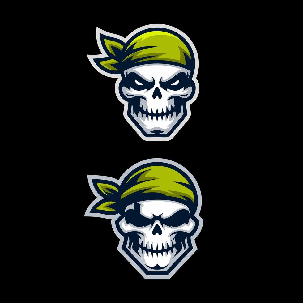 Creepy Skull with Green Beanie and Glowing Yellow Eyes Mascot Logo vector