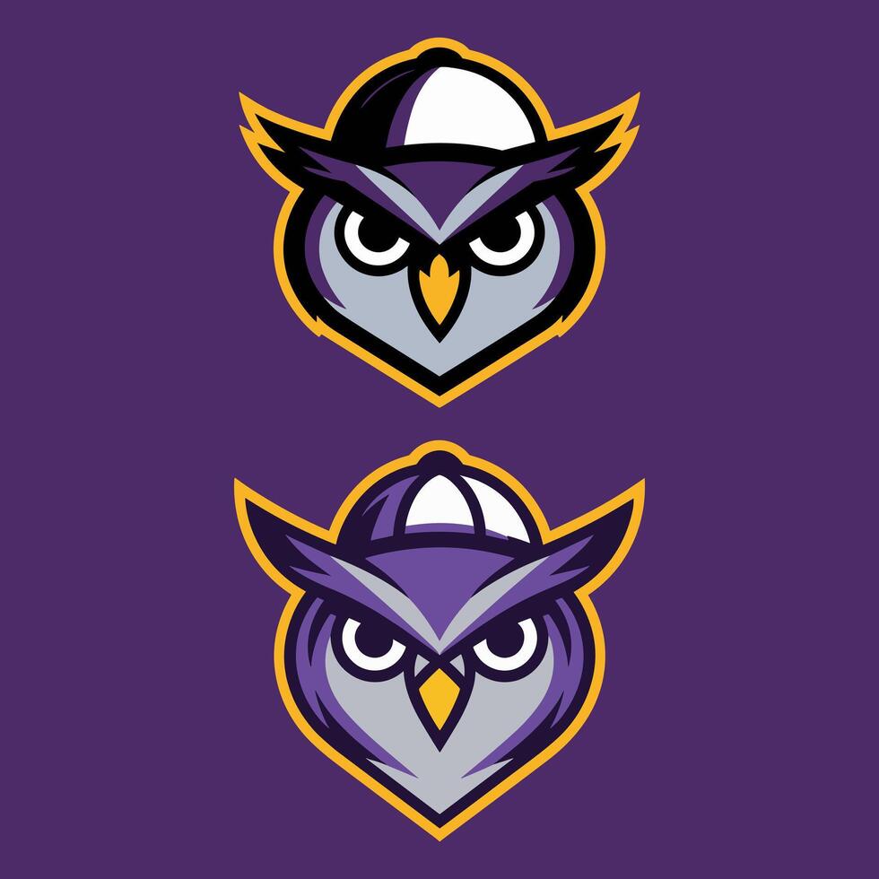 Cool Owl Head Mascot Logo with Baseball Cap for Youth Sports or Gaming vector