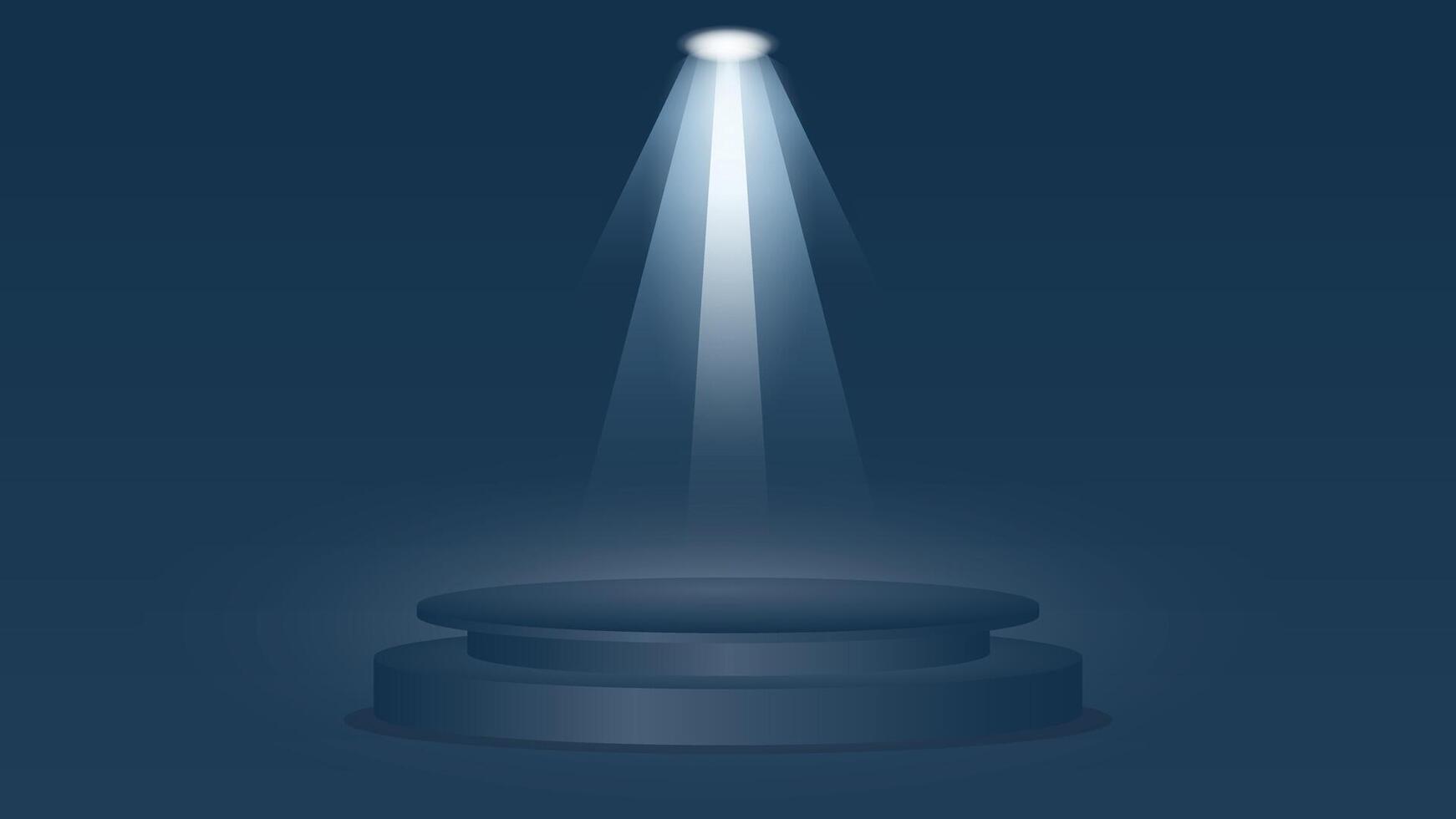 Elegant dark blue podium under spotlight perfect for product display presentations shows or advertising backdrops vector