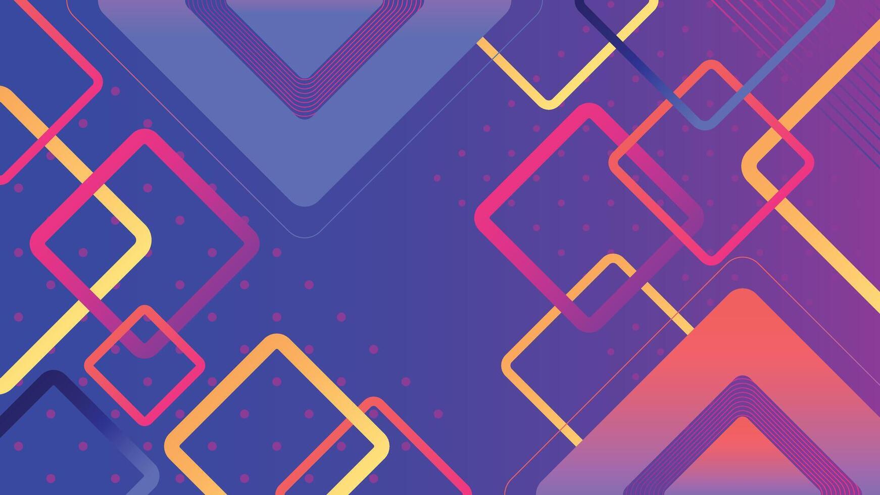 Bright abstract background featuring colorful gradient squares and diagonal lines on a purple base. Perfect for creative, modern, fun, and digital design projects. vector