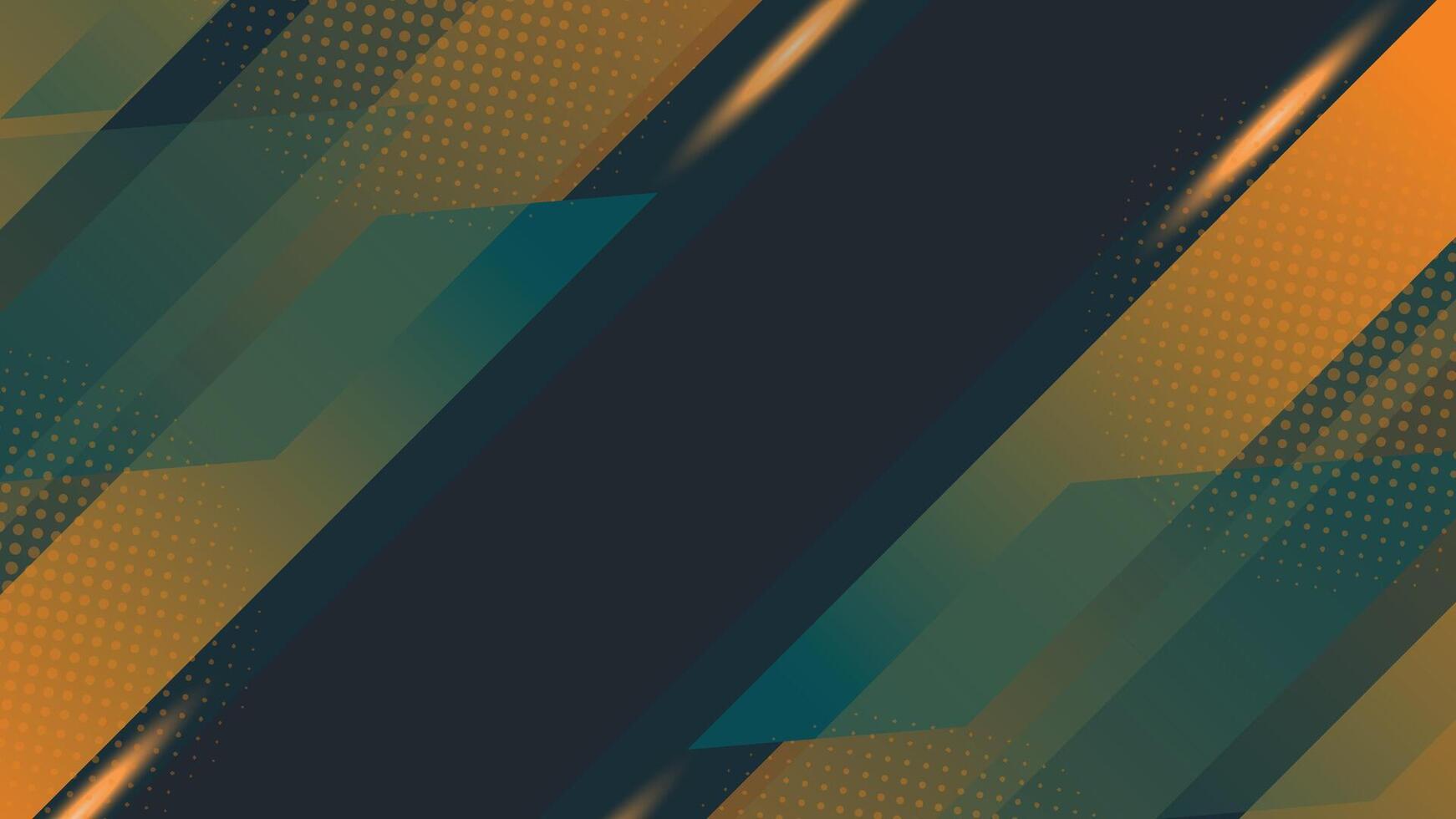Dynamic abstract background with bold orange and teal diagonal shapes, halftone dot pattern, and layered composition. Perfect for tech, sports, and modern digital themes. vector