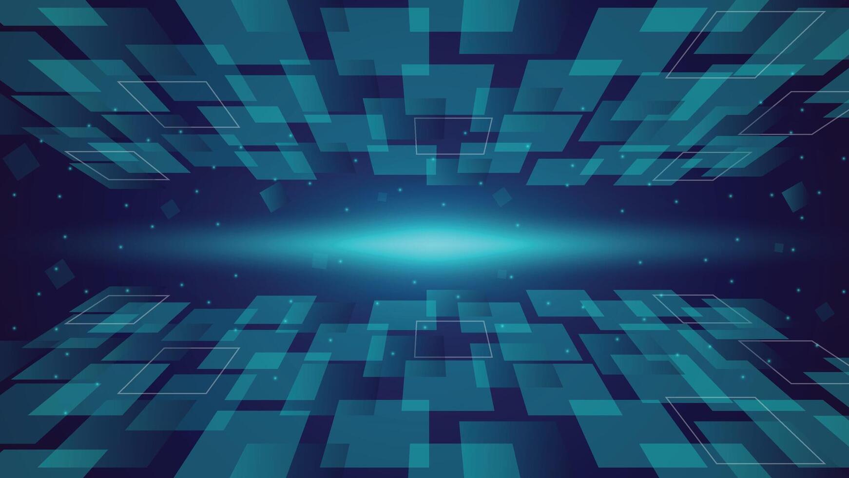 Dynamic blue background featuring abstract perspective squares and glowing light perfect for modern tech digital or futuristic designs vector