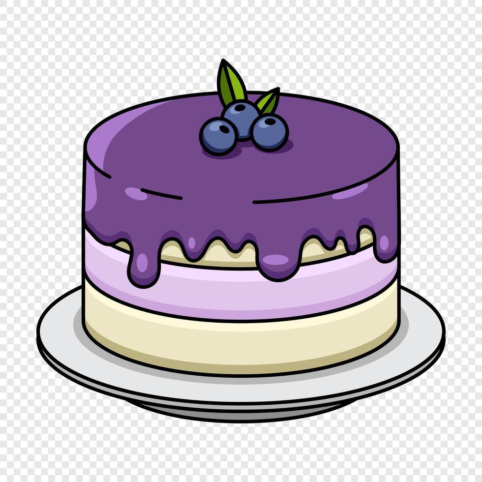 Blueberry cake. Cake with berries. Delicious sweet dessert concept. Happy birthday. Colorful decorative design elements. illustration. vector