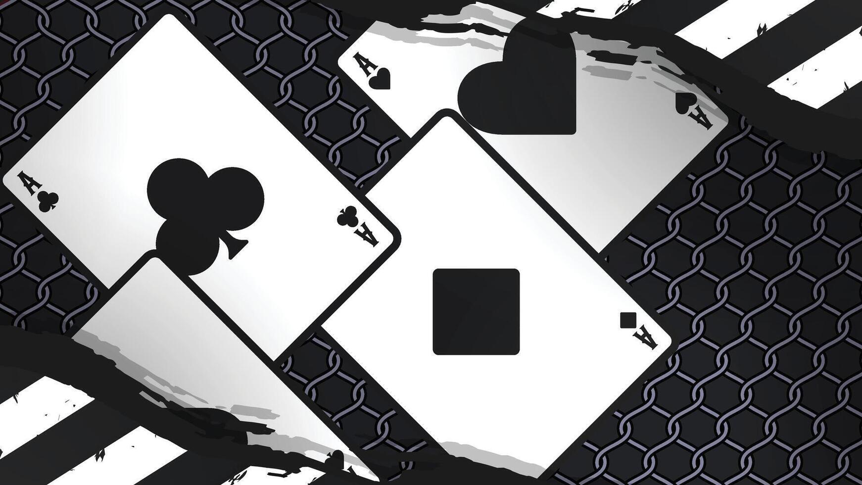 Grunge Playing Cards on Industrial Mesh Background vector