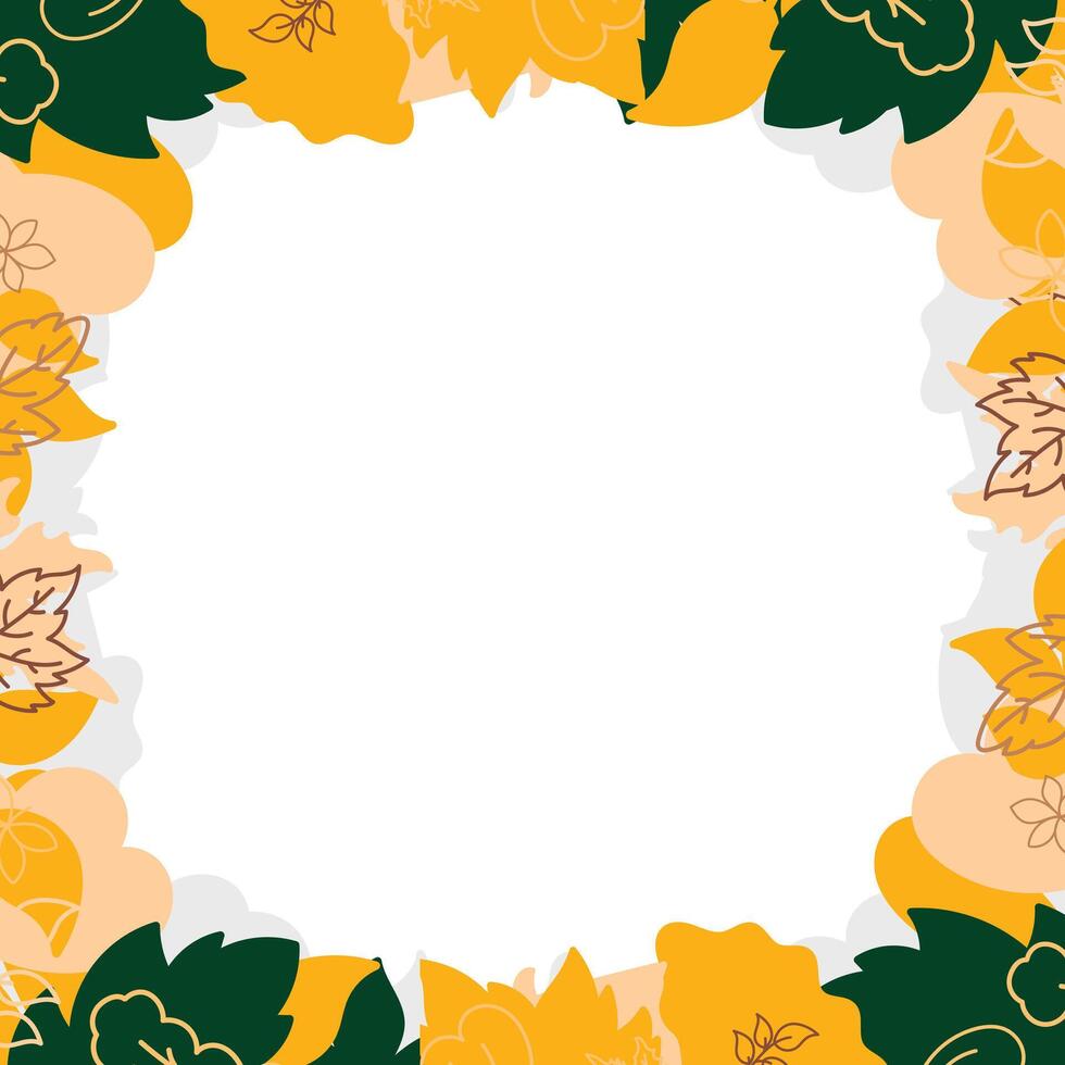 Square Autumn Leaves Frame Background in Flat Style vector