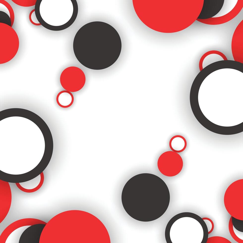Modern Abstract Circles Background in Red, Black and White vector