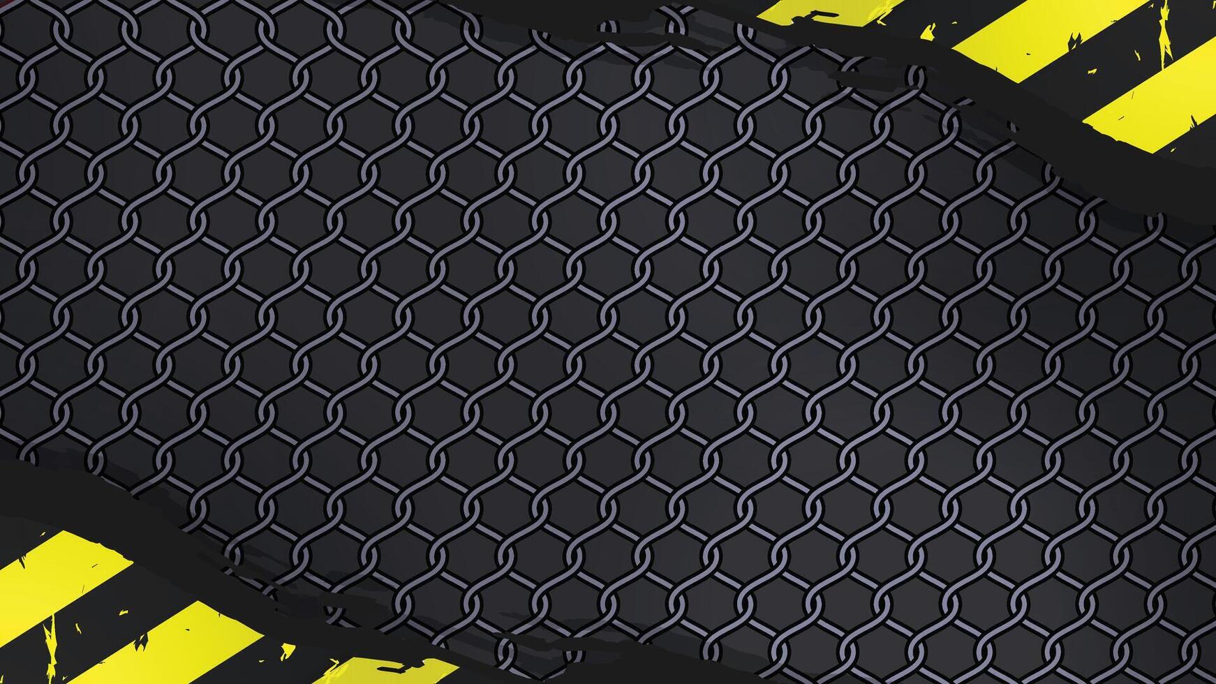 Dark Industrial Mesh with Caution Stripes Background vector