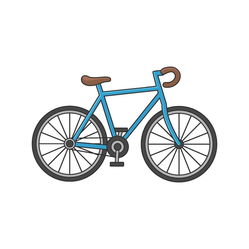 A cartoon icon of a blue bicycle, representing the sport of cycling and a mode of transport. vector
