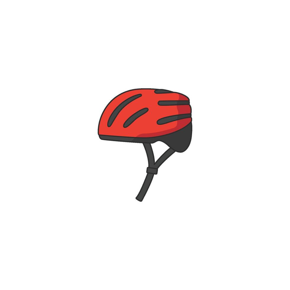 A cartoon icon of a red cycling helmet, representing safety and essential protective gear for cyclists. vector