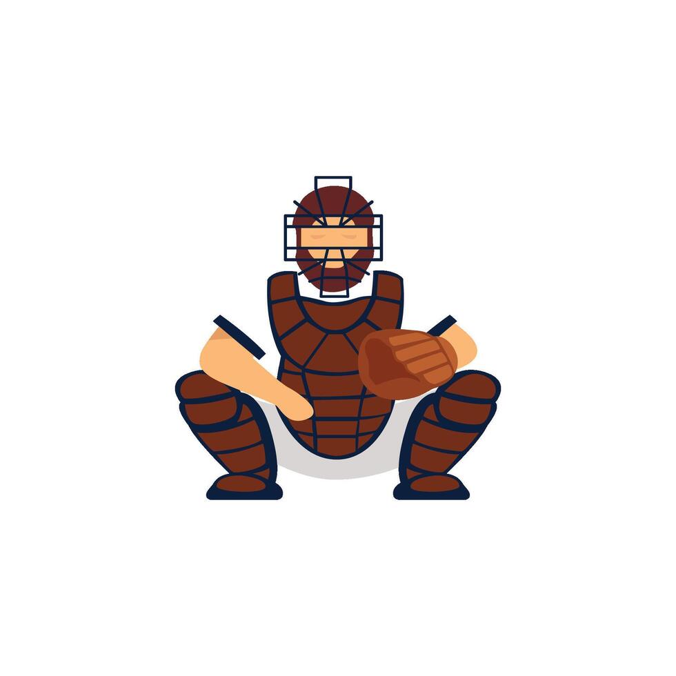 Baseball catcher character illustration vector