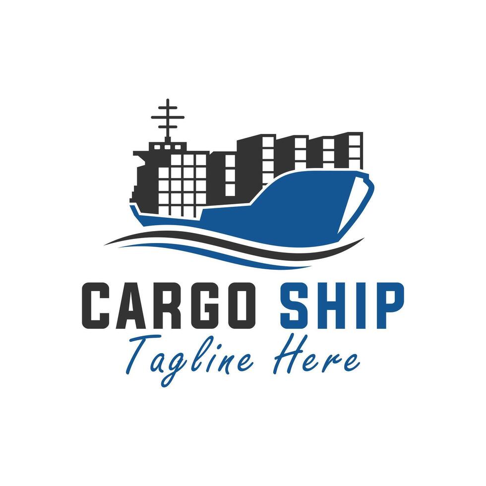 large cargo ship logo vector