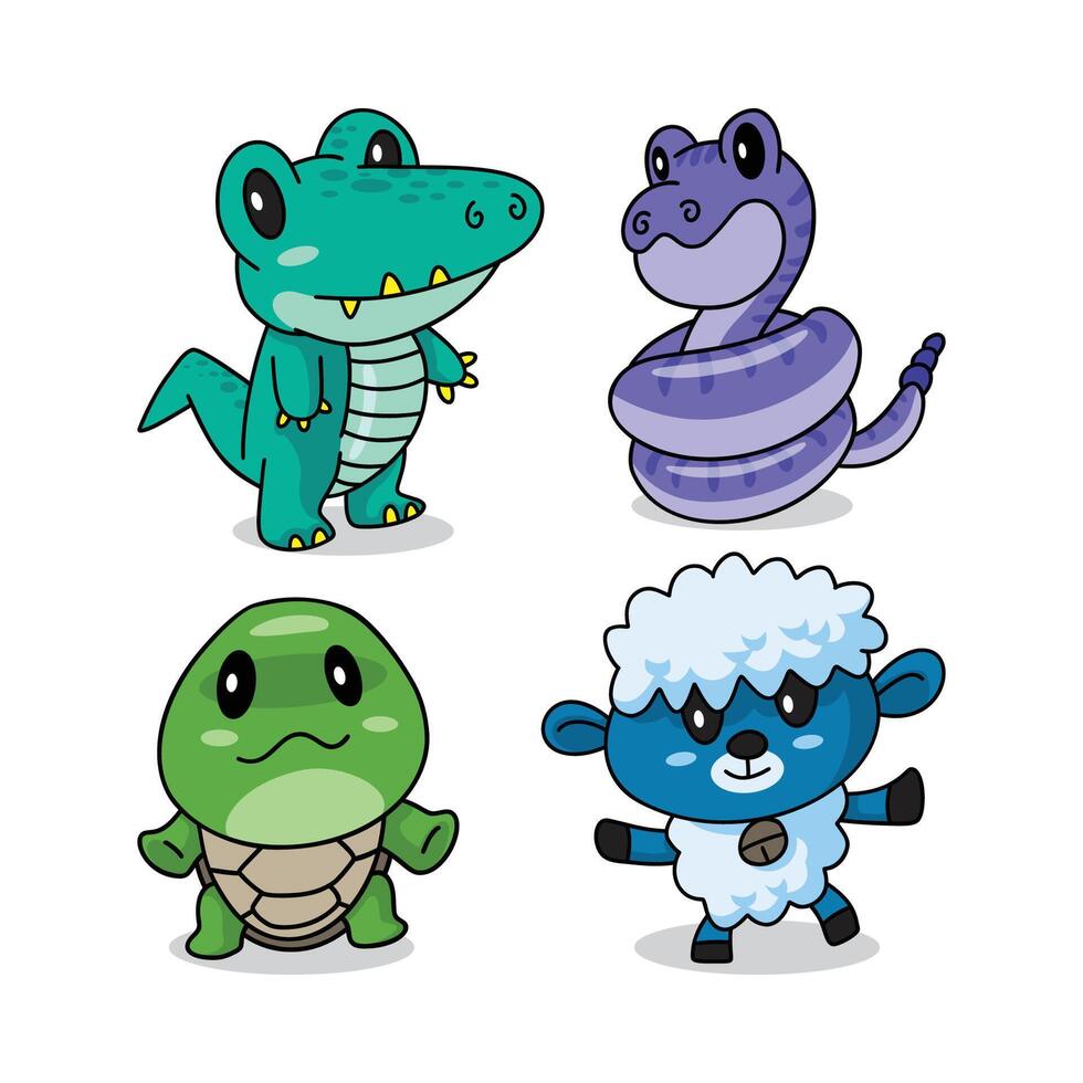 Cute cartoon animals characters vector