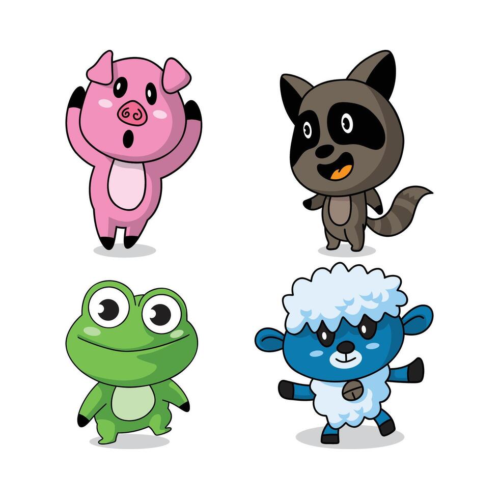 colorful cartoon animal characters vector
