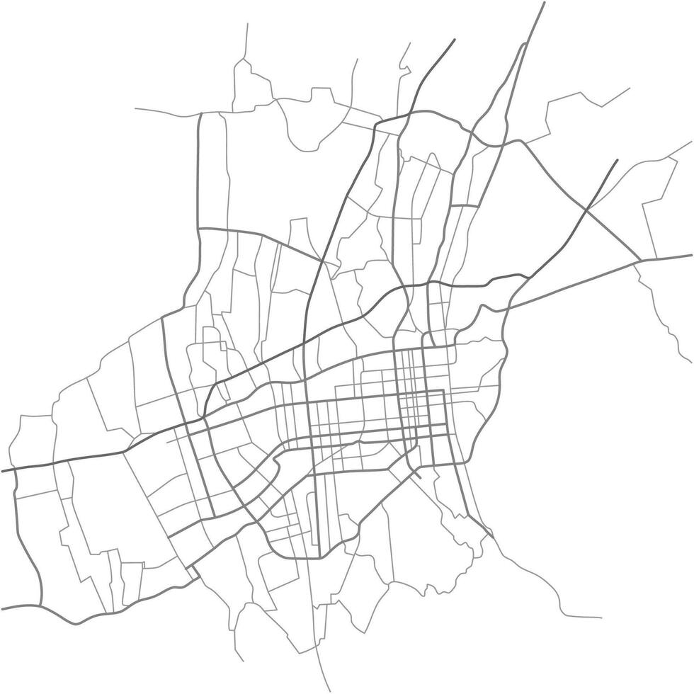 Alma Ata city map. Kazakhstan town streets on the plan. Monochrome line map of the scheme of road. Urban environment, architectural background vector