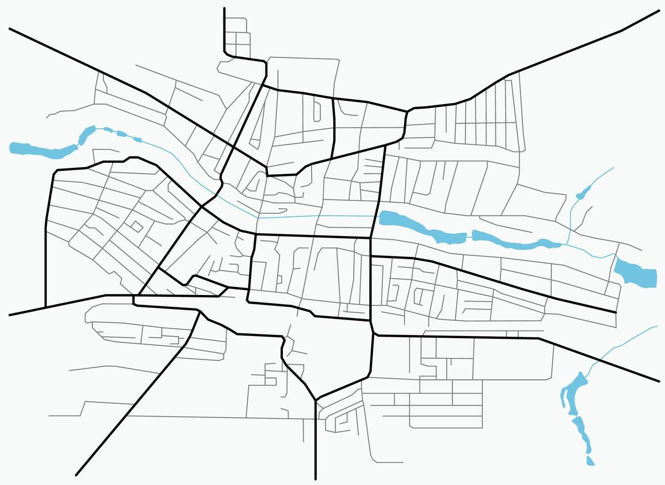 City map of Novoaleksandrovsk. Scheme of town streets. Gps line navigation plan. Black line road on white isolated background. Urban pattern texture vector