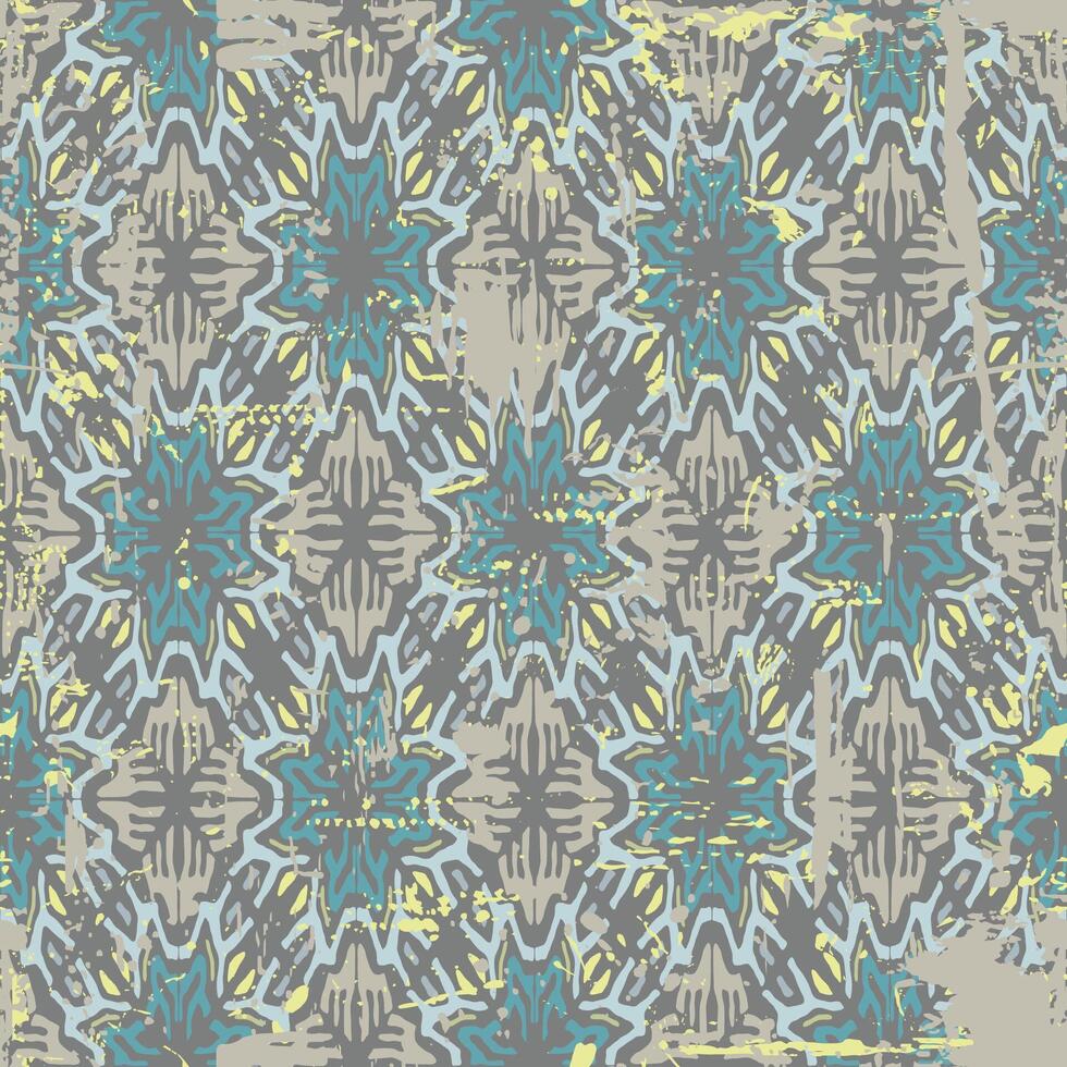 Ethnic seamless rug pattern of rhombus in the northern peoples style. Tribal authentic ornament. Damascus style wallpaper. Decorative mosaic, patchwork background for fabric print vector