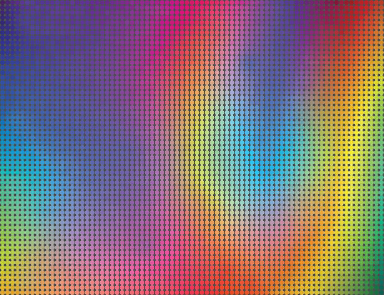 RGB monitor screen. Rainbow gradient background. Iridescent abstract color LED texture. Multicolored dot pattern vector