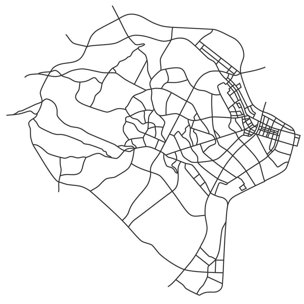 Naha city with highways, major and minor roads, town footprint plan. City map with streets, urban planning scheme. Plan street map, road graphic navigation vector