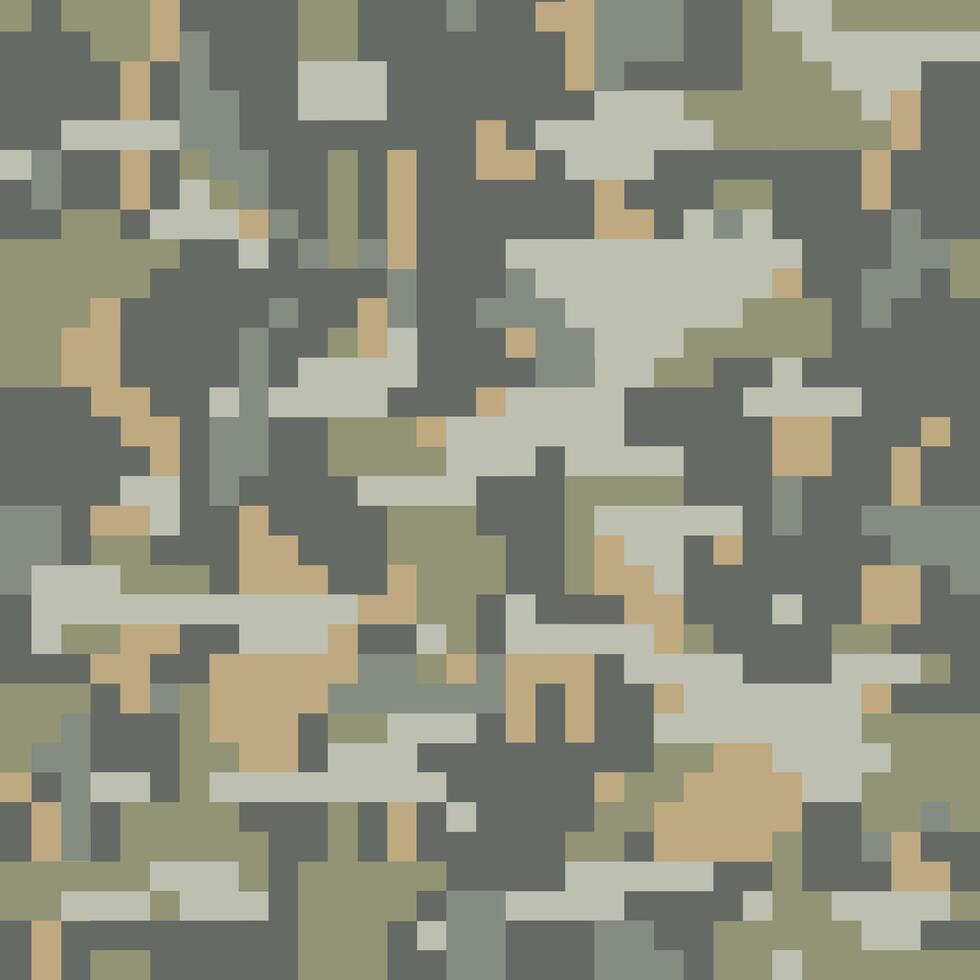 Digital camouflage seamless pattern. Green color tactical camo, background in military style. Khaki texture vector