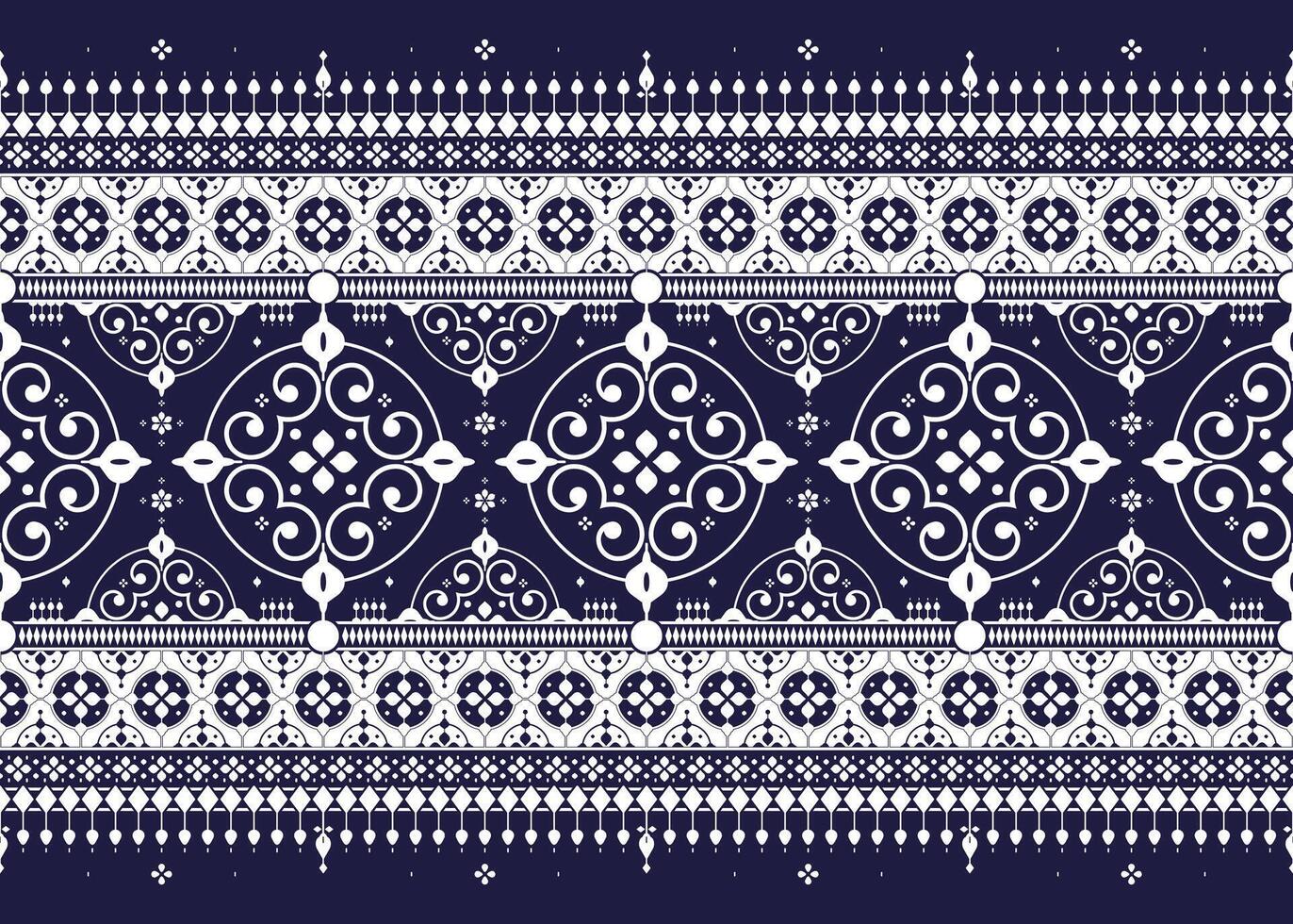Decorative navy and white patterned design vector