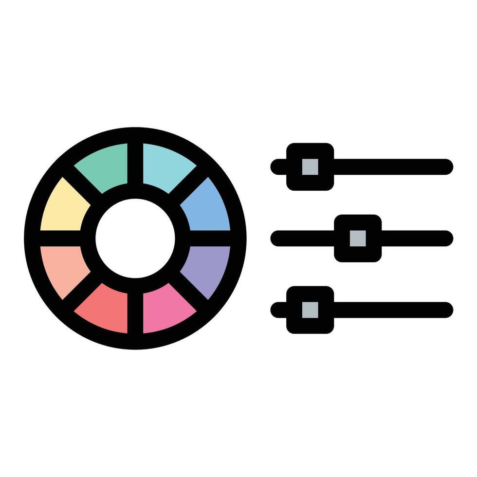 Color adjustment icon flat line style illustration representing image editing and visual enhancement, suitable for graphic design, photo editing, and digital content creation projects vector