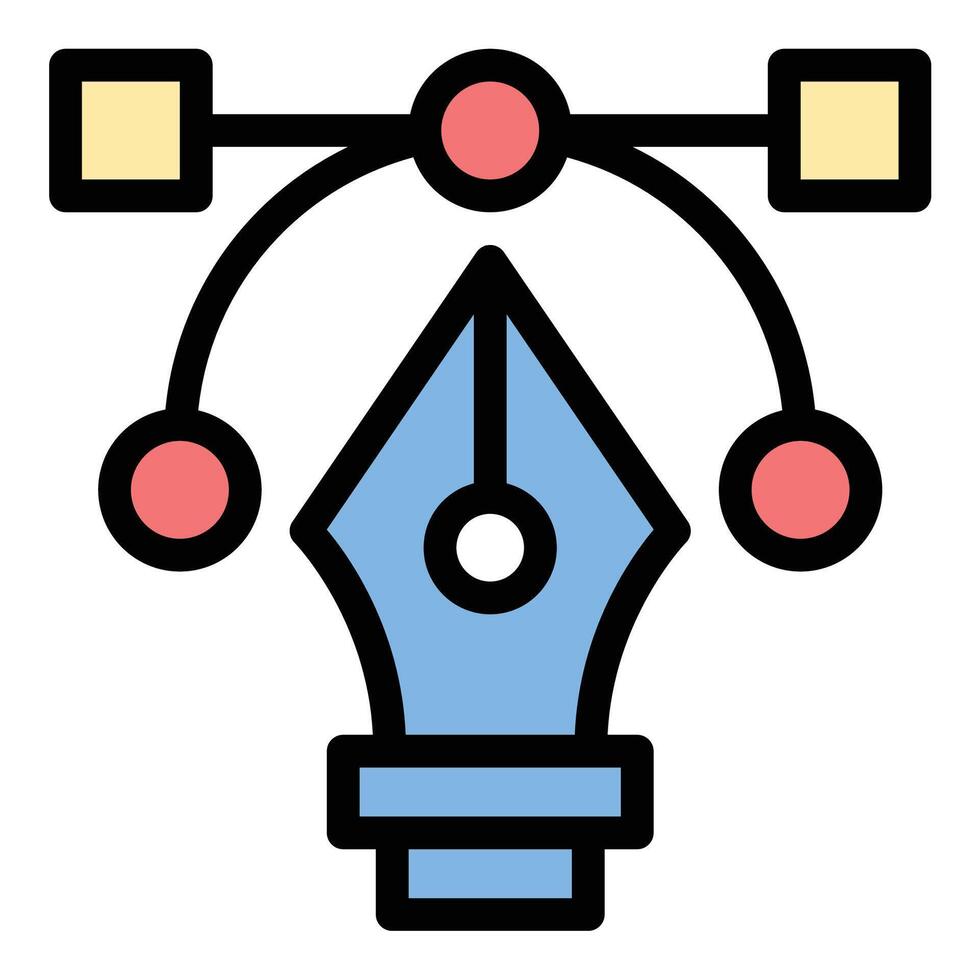 editor icon flat line style illustration representing scalable graphic design and precision illustration, suitable for logo creation, digital artwork, and professional design projects vector