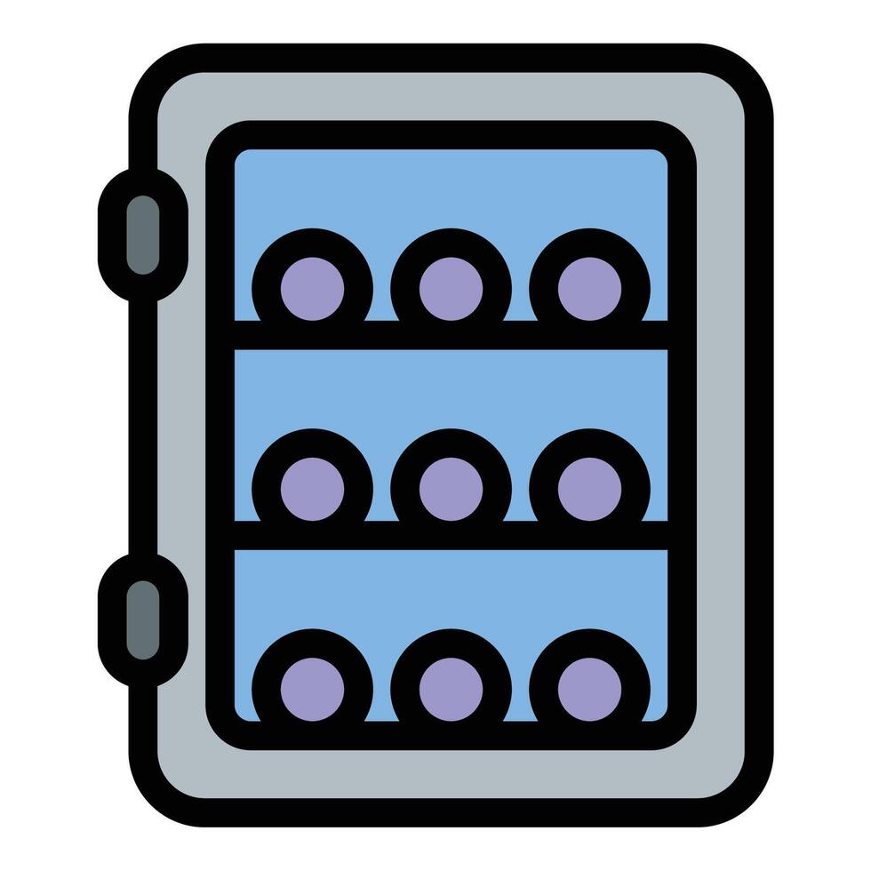 Wine cooler icon flat line style illustration representing beverage chilling and wine storage, suitable for winery services, hospitality promotions, and restaurant equipment projects vector