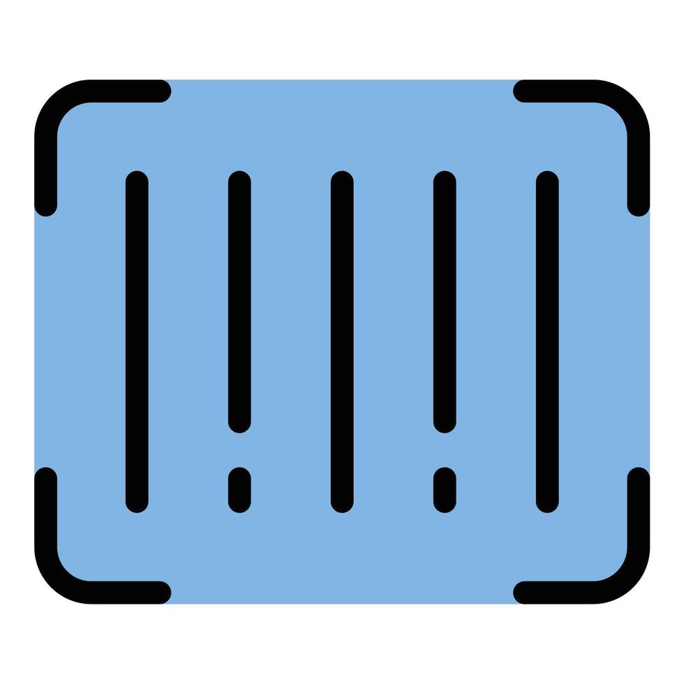 Barcode icon flat line style illustration representing product labeling and inventory management, suitable for retail packaging, logistics, and supply chain tracking systems vector